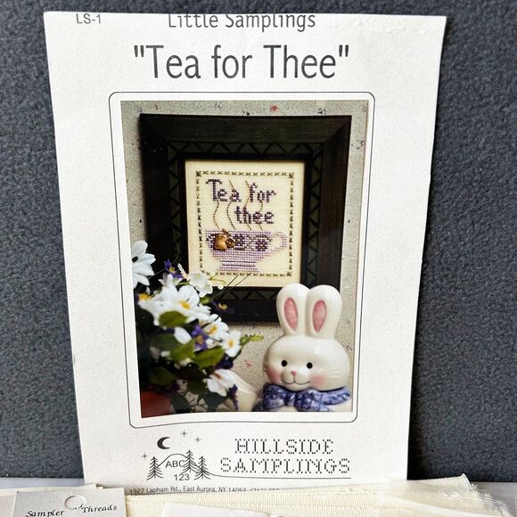 Tea for Thee with Teabag Charm Counted Cross Stitch Kit Hillside Samplings - Picture 2 of 4